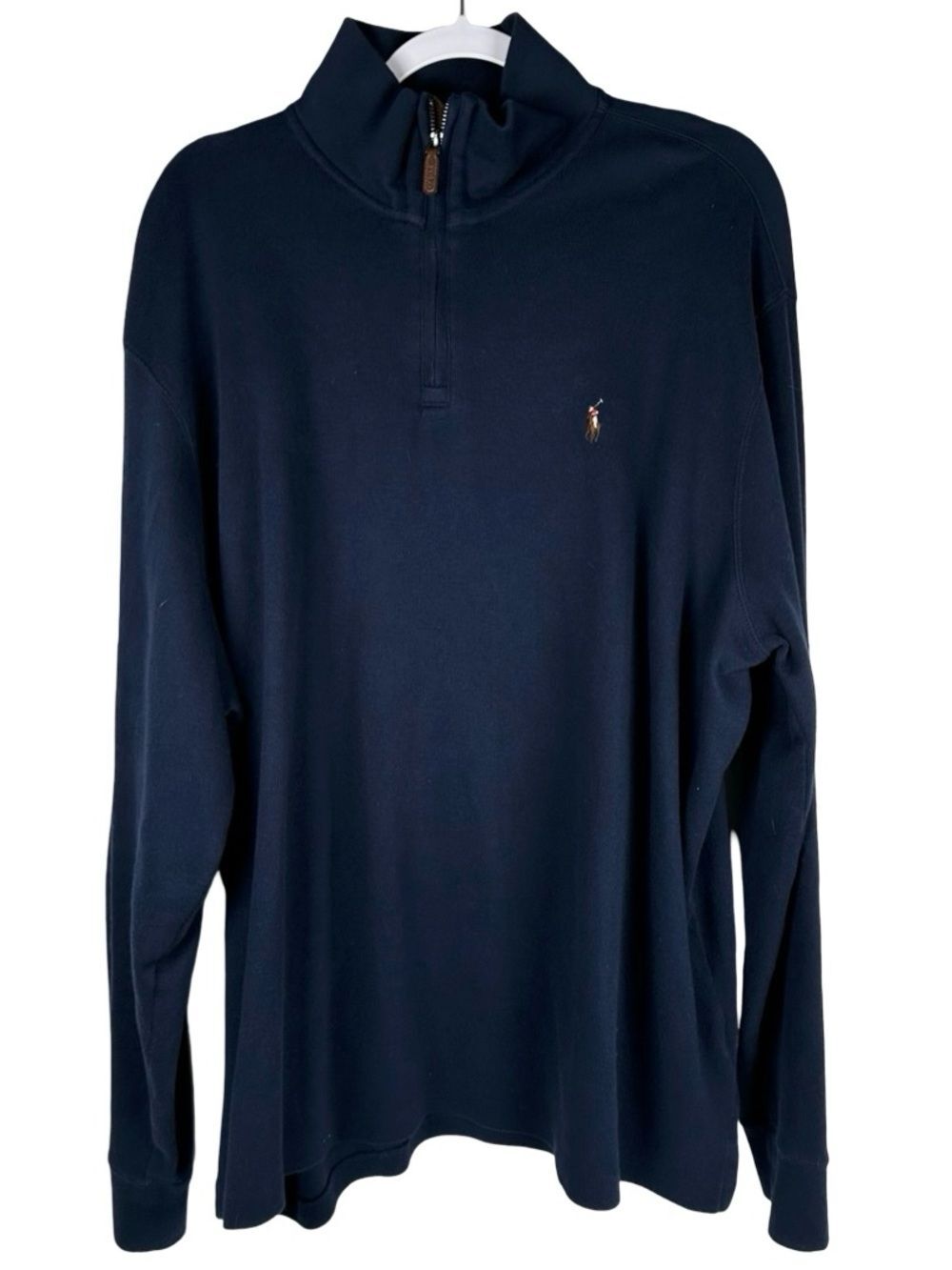 Polo Ralph Lauren Estate Rib Navy Blue 100% Cotton 1/4 Zip Sweater Men’s XXL